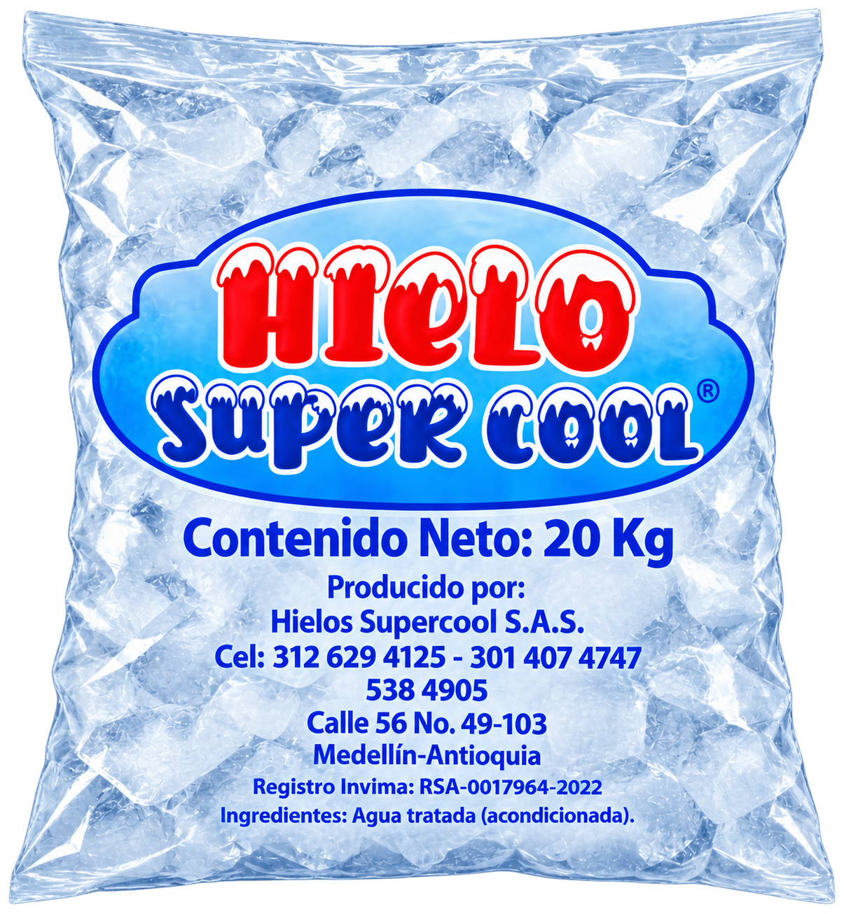 Hielo en Bolsa 20 kg Hielo Super Cool
