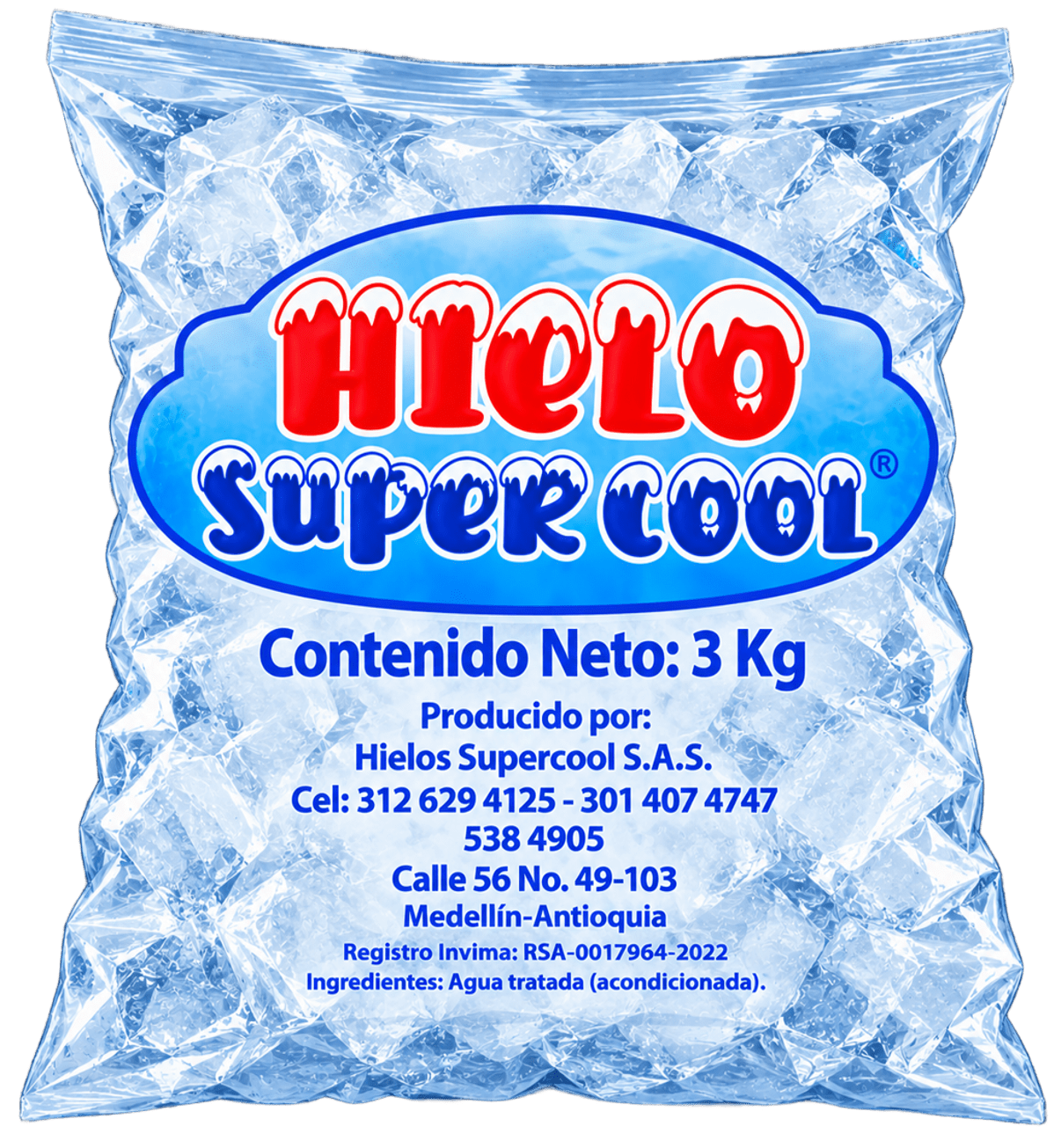 Hielo en Bolsa 3 kg Hielo Super Cool